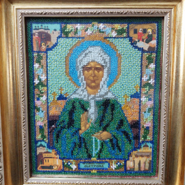 Икона православная, бисер, в рамке "Матрона Московская.. Картинка 8